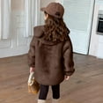 thumbnail image 5 of Fesfesfes Childrens Solid Color Faux Coat Winter Girls Button Front Long Sleeve Padded Jacket Medium Thick Warm Outerwear for Daily Wear Travel Holiday(Coffee#1,2 Years), 5 of 7