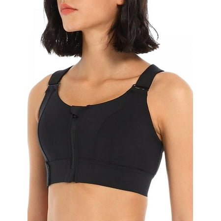 

Esho Sports Bras with Zipper Front Medium High Impact Support Strappy Back Workout Bra Tops