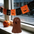 thumbnail image 2 of Paper Mache Ghost Halloween Decoration,DIY-Friendly Tabletop Decor,Small Little Resin Ghost Figurine,Eco-Friendly Decorative Craft for Halloween Party Favors Dollhouse Collectible(4x2.6")(Coffee), 2 of 9