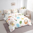thumbnail image 3 of Manfei Cartoon Easter Eggs Bedding Comforter Set 7 Pieces for Teen, Pink Cherry Blossoms Full Bedding Set, Cute Princess Style Reversible Fitted Sheet Flat Sheet, Microfiber Bedroom Decor, 3 of 7