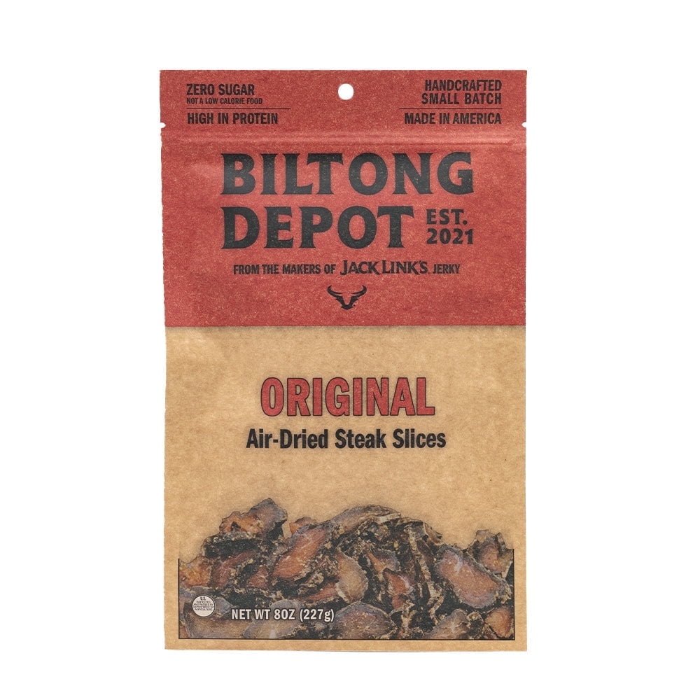 Biltong Depot Original Steak Slices (8oz): High Protein Snack, No Sugar, Natural Dried Beef Jerky