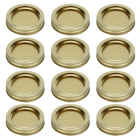 12-Pack 70mm Gold Canning Lids - Regular Mouth Sealing Covers for Glass Jars