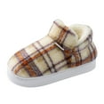 thumbnail image 2 of Checkered Booties Slippers for Women Warm Fleece Lined House Shoes Memory Foam Indoor Outdoor Plaid Fuzzy Boots, 2 of 6