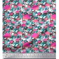 thumbnail image 1 of Soimoi polyester Crepe Fabric Camouflage Texture & Flamingo Bird Decor Fabric Printed Yard 52 Inch Wide, 1 of 3