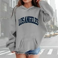 thumbnail image 2 of SGMVNU Girls Sweatshirts Oversized Graphic Hoodie Letter Print Hooded Pullover Long Sleeve Casual School Kids Clothes Grey Size 11-12 Years, 2 of 5