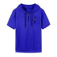 thumbnail image 4 of BiZtdJrK Hoodies for Men 1/4 Zip Short Sleeve Pullover Sweatshirt Lightweight Casual Hooded Workout Tops Gym Muscle Athletic Tshirts Blue XXXL, 4 of 5