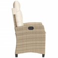 thumbnail image 3 of vidaXL Reclining Garden Chair with Cushions Beige Poly Rattan, 3 of 5