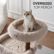 Sopapets 44H Cat Tree Tower Natural Wood With Scratching Posts&Real Branch Design, Heavy Duty Aesthetic Cat Tower for Large Cats, Apricot