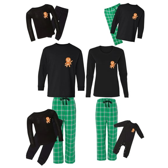 Awkward Styles Family Christmas Pajamas Set Green Funny Gingerbread Matching Sleepwear