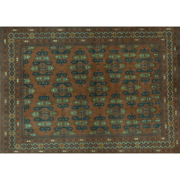 Ahgly Company Indoor Rectangle Persian Turquoise Blue Traditional Area Rugs, 5' x 7'
