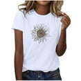 thumbnail image 2 of Njagoc3 Classic Fit Womens Basic Crewneck Short Sleeve Sunflower Graphic Print Breathable PolyCotton Casual Summer Tee, 2 of 6