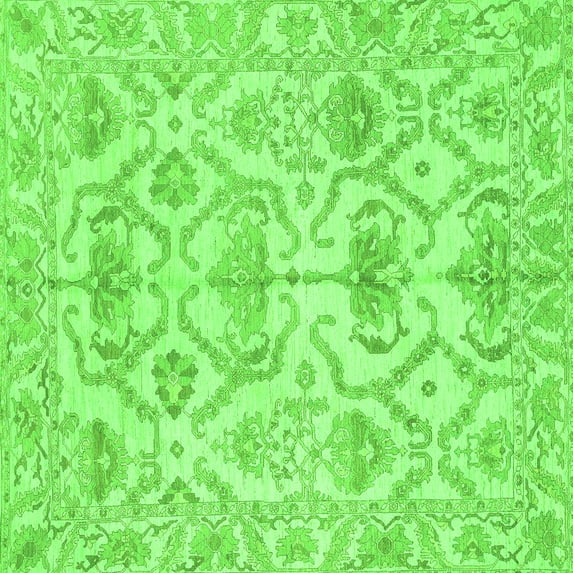 Ahgly Company Indoor Square Abstract Green Modern Area Rugs, 7' Square