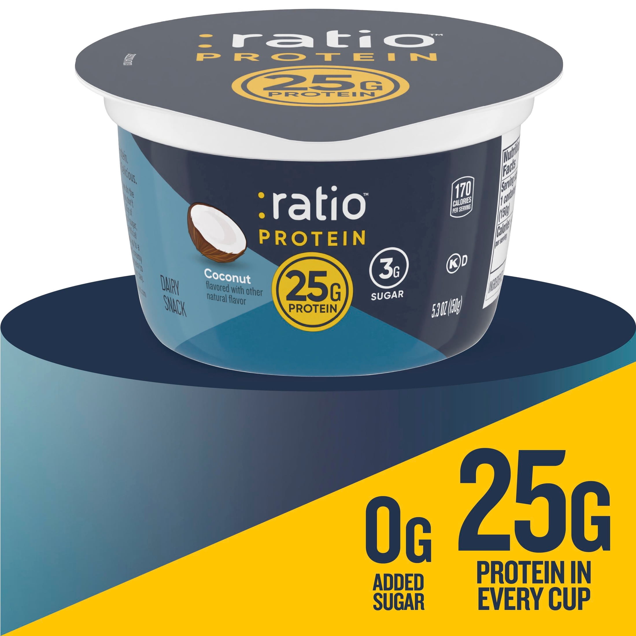 Ratio Yogurt Protein Cultured Dairy Snack, Coconut, 25g Protein, 5.3 OZ