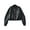 Black, variant on Women's Fashion Zipper Cardigan Stand Collar Flying Jacket Leather Coat Jacket Black M(M)