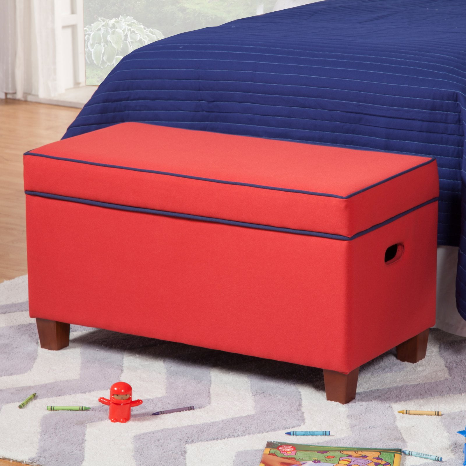 Kinfine Upholstered Kids Storage Bench Red