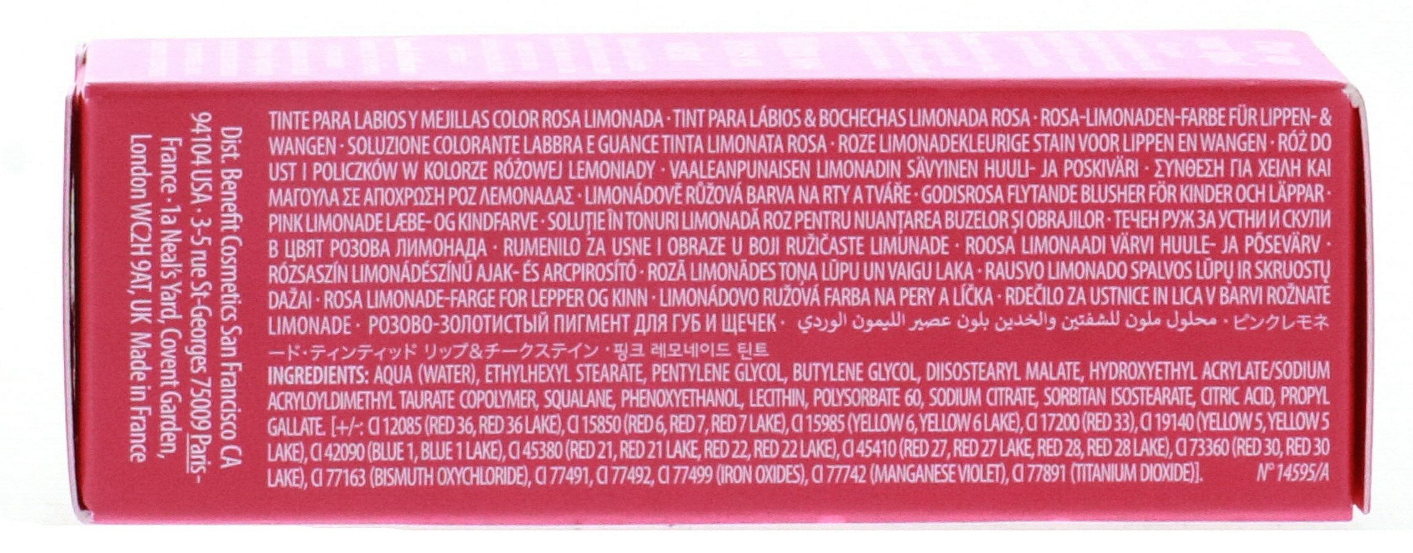 Benefit Play Tint Pink Lemonade Tinted Lip & Cheek Stain, 0.2 oz