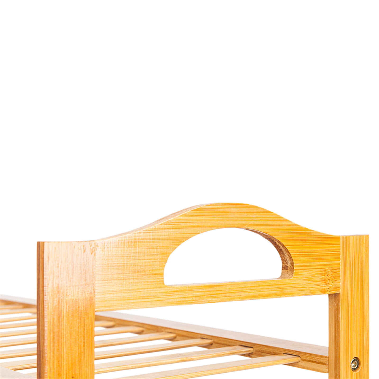 Concise 12-Batten 4 Tiers Bamboo Shoe Rack，Eco-Friendly and Adjustable Wood Color