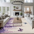 thumbnail image 4 of Area Rug for Living Room, Wisteria Non-Slip Indoor Large Carpet for Bedroom/Dining Room, Spring Purple Flowers Butterflies Vintage Beige Washable Low-Profile Rectangle Floor Runner Rugs - 6 x 9 Ft, 4 of 7