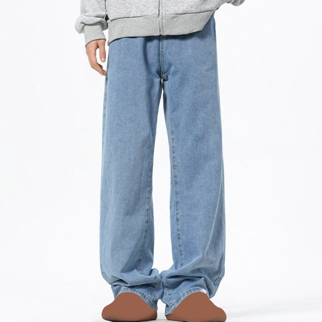 RKSTN Mens Pants Plush Thick Jeans With Elastic Drawstring Loose Oversized Straight Leg Pants Long Pants Soft Comfortable Workout Pants