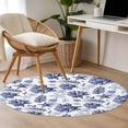 thumbnail image 4 of Round Rug 4Ft Washable Non-Slip, Navy Blue Coastal Circle Area Rugs for Living Room Bedroom, Coral Starfish Seaside Summer Beach Indoor Floor Mats Carpet Runner for Home Decor Aesthetic, 4 of 8