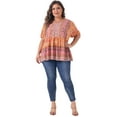 thumbnail image 3 of DARING DIVA Women's Plus Boho Floral Print V Neck Blouse 4X Orange, 3 of 6