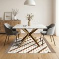 thumbnail image 3 of ODIKA 5'x7' Brown Cream Warm Geometric Design Washable Area Rug Diagonal Patterns with Intricate Borders Easy Care, Non-Shedding, Pet Friendly, for Small Living Room, Bedroom, 3 of 7