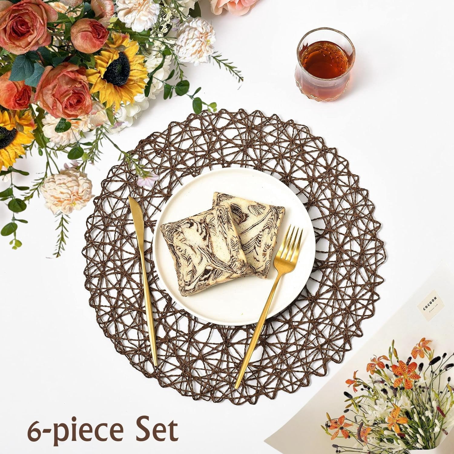 Clearance! Aminojy Decorative Table Mats - 6 Pack Fine Paper Rope Placemats - Ideal for Restaurant Tables and Kindergarten DIY