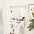 thumbnail image 4 of Floating Makeup Vanity with Big Mirror, Wall-Mounted Storage Vanity with Drawers, Pockets & Hooks, Space-Saving Decorative Home Organizer for Small Space, White, 4 of 13