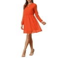 thumbnail image 4 of INSPIRE CHIC Robe pour Femme Dorure Étoile Col en V Manches Longues Robe de Soirée Évasée Ligne A TP Orange, 4 of 6