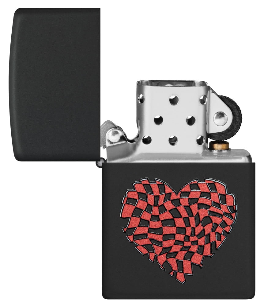 Zippo Heart Design Black Matte Pocket Lighter