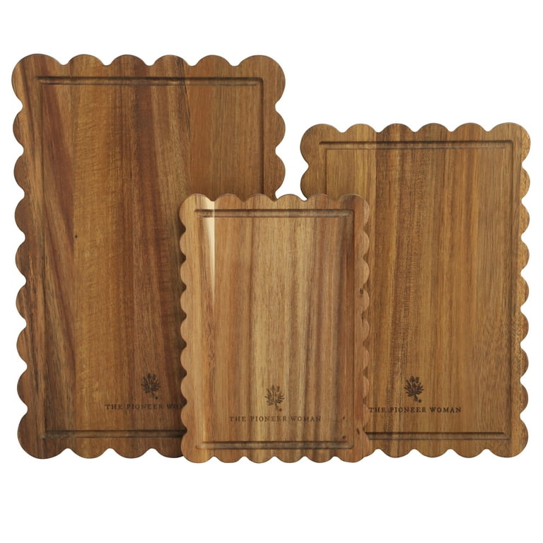 Acacia Wood Scalloped Cutting Boards, 3-Piece Set photo 1