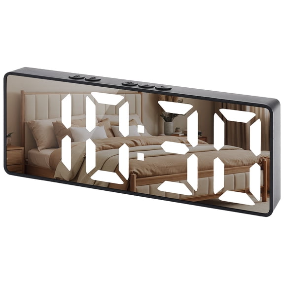 Unique Bargains LED Alarm Clock Black Housing and Black Lens 6.3"L x 1.2"W x 2.4"H