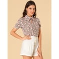thumbnail image 2 of INSPIRE CHIC Blouse Femme Col Rabattu Col Fendu Manches Bouffantes Chemise en Chiffon, 2 of 6