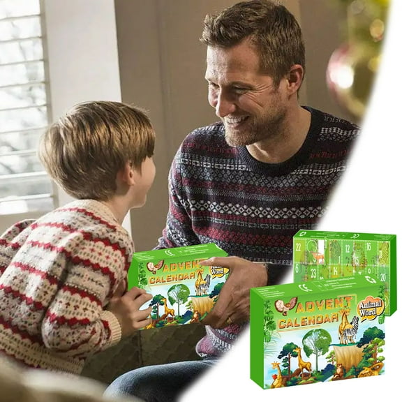 Christmas Advent Calendar Educational Toy Set with 24 Animal Figures for Kids Holiday Countdown Activity