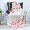 thumbnail image 4 of Love Soft Flannel Fleece Throw Blanket, Heart Bouquet Plants Leaves Creativity Valentine's Flowers Love Artwork, Cozy Plush for Indoor and Outdoor Use, 50" x 60", Magenta Green White, by Ambesonne, 4 of 5
