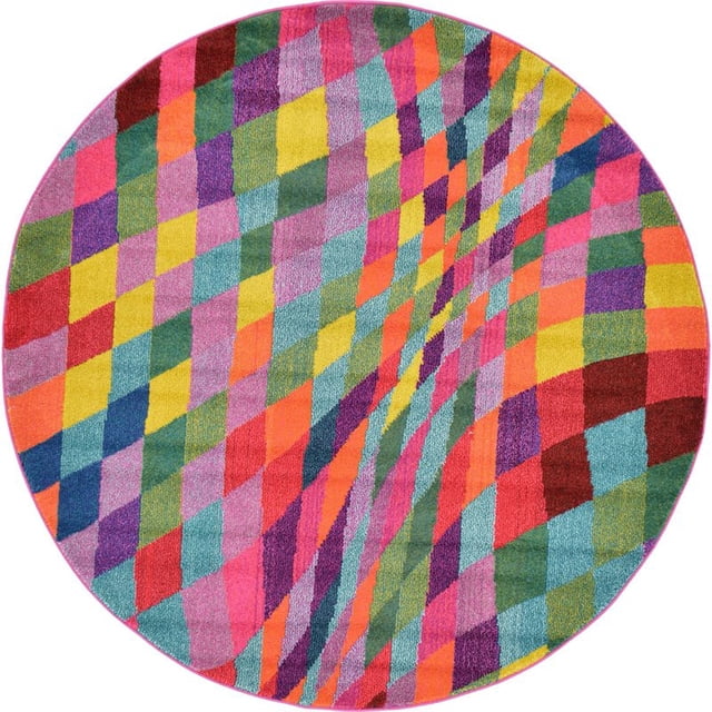 Unique Loom Estrella Moderne Espace Éclectique Tapis 6' x 6' Ronde Multi/rose