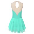 thumbnail image 2 of YUUMIN Kids Girls Mesh Splice Figure Ice Skating Dress Sleeveless Gymnastic Leotard Skirt Sequins Camisole Light Green 6, 2 of 7