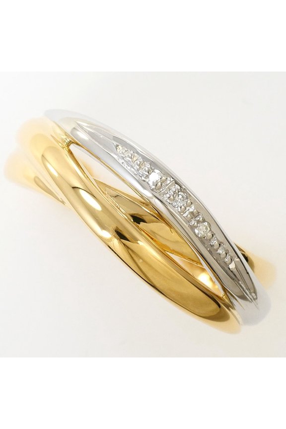 Pre-Owned PT900 Platinum 18K Yellow Gold Ring with 1 Diamond (0.02 ct), Certificate of...
