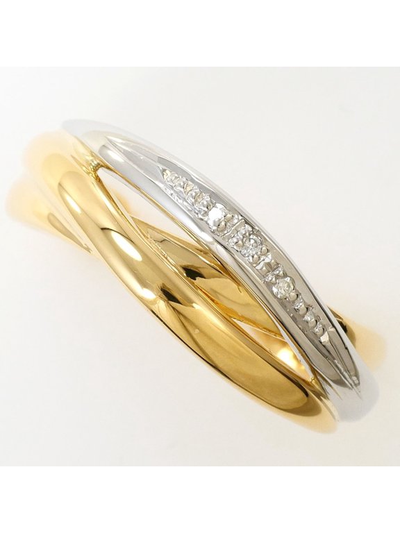 Pre-Owned PT900 Platinum 18K Yellow Gold Ring with 1 Diamond (0.02 ct), Certificate of...