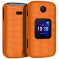 thumbnail image 1 of Case for Alcatel Go Flip 4 / TCL Flip Pro Phone, Nakedcellphone Slim Hard Shell Protector Cover with Grid Texture - Bright Orange, 1 of 7