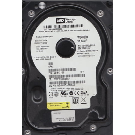 WD400BD-60LRA0, DCM HSBHCTJAH, Western Digital 40GB SATA 3.5 Hard Drive