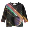 thumbnail image 3 of ZTKWD Shirts for Boys Girls Kids Tops 3/4 Sleeve Starry Sky Galaxy Print for Kids 6-16 Years, 3 of 3