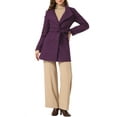 thumbnail image 2 of INSPIRE CHIC Women's Classic Stand Collar Long Sleeve Winter Belted Long Coat M Purple, 2 of 6