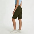 thumbnail image 4 of ZHYou Sweat Shorts for Women Pull On Casual Drawstring Stretch Athletic Long Sweatshorts with Pockets,Army Green,Size M, 4 of 5