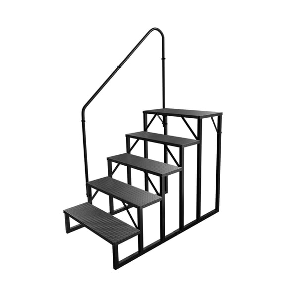 5 Step RV Steps,Anti-Slip Hot Tub Steps with Handrail, 660 lbs Hot Tub Steps Step Ladder for 5th Wheel RV, Mobile Home Stairs