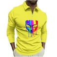 thumbnail image 2 of Ceisia Men's Slim-Fit Long-Sleeve Zip Polo Shirt with Graffiti Mask Print Multi-Color Gift, 2 of 5