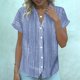 thumbnail image 2 of Camisa de Manga Corta con Cuello en V para las Mujeres, Blusa de Verano Elegante Y de Moda en Poliéster Suave Ligero, 2 of 6