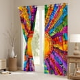 thumbnail image 3 of Manfei Colorful Geometric Stripe Black Out Curtains,Vintage bohemian Line Curtains Pack of 2 (42x63 Each),Boho Exotic Style Bedroom Curtains For Men Women,Ultra Soft Home Decor, 3 of 6