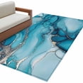 thumbnail image 2 of 3'x5' Area Rugs, Turquoise Marble Indoor Outdoor Area Rug for Living Room Bedroom, Teal Grey Modern Geometric Washable Bathroom Rugs Kitchen Floor Carpet Mats Home Decor Aesthetic, 2 of 8