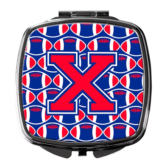 Letter X Football Harvard Crimson and Yale Blue Compact Mirror CJ1076-XSCM